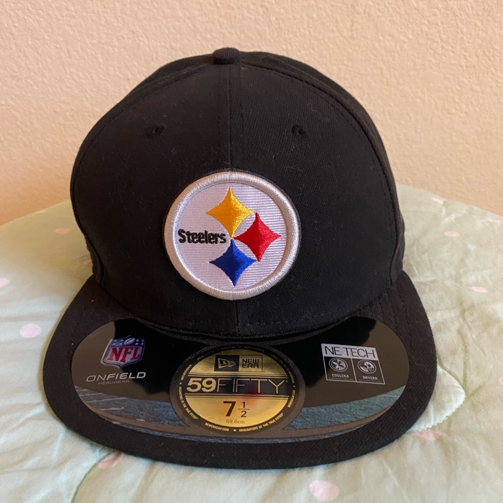 NWT New Era Pittsburgh Steelers NFL Breast Cancer Ribbon Hat size 7 1/2 - Picture 9 of 10